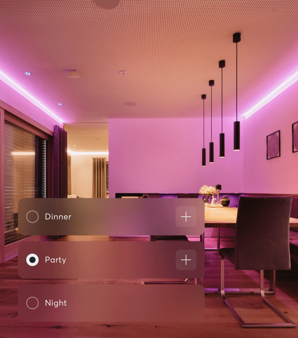 Démonstration éclairage intelligent domotique avec variation d'ambiance